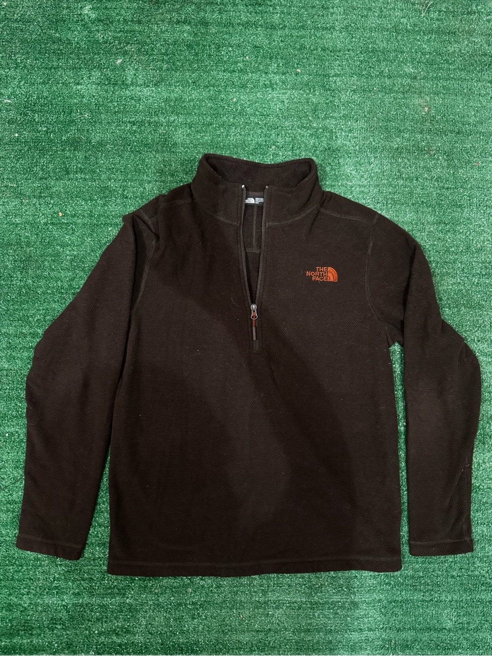 The North Face Men's Glacier 1/4 Zip Pullover Brown and Orange Logo